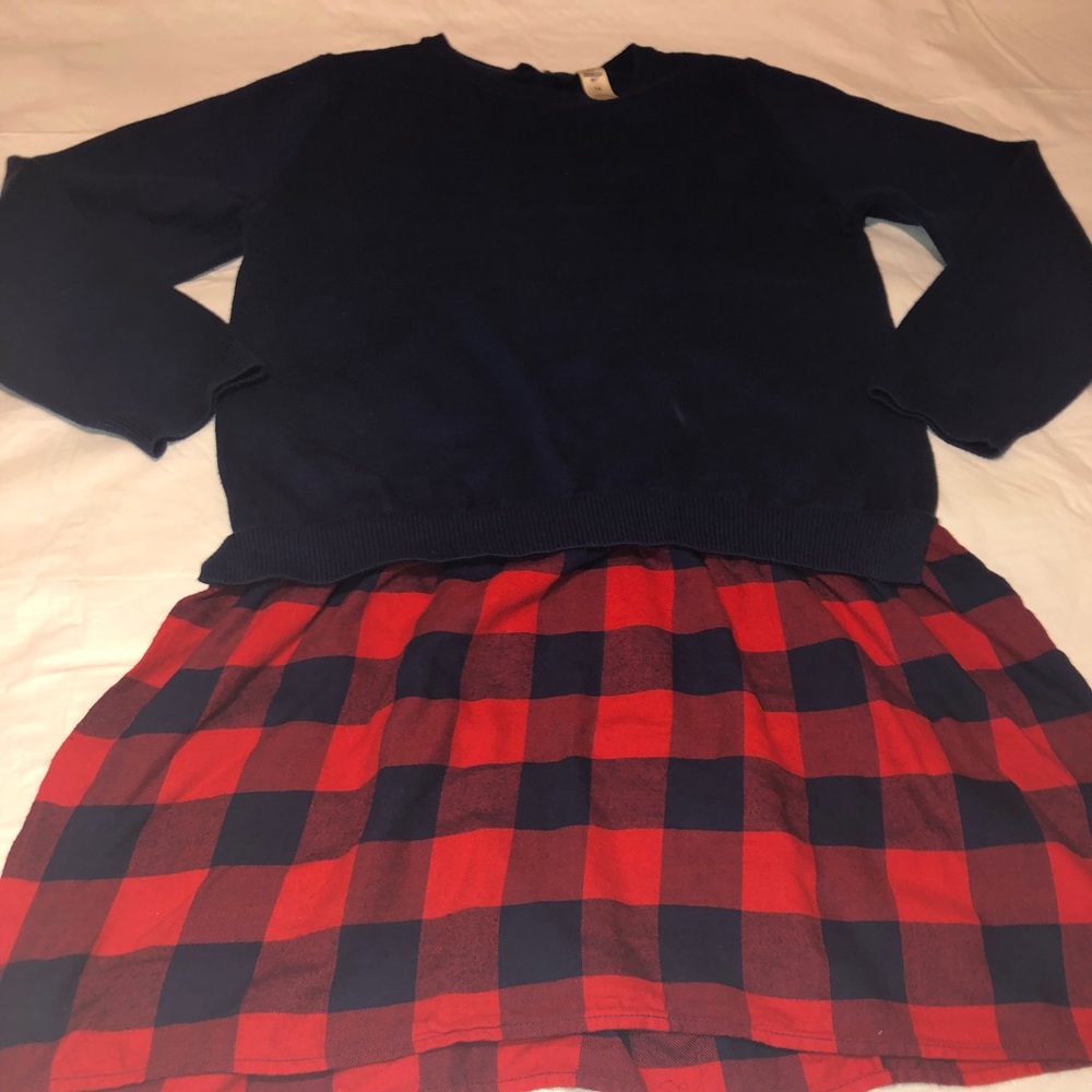 💕Osh kosh shirt dress plain top plaid bottom